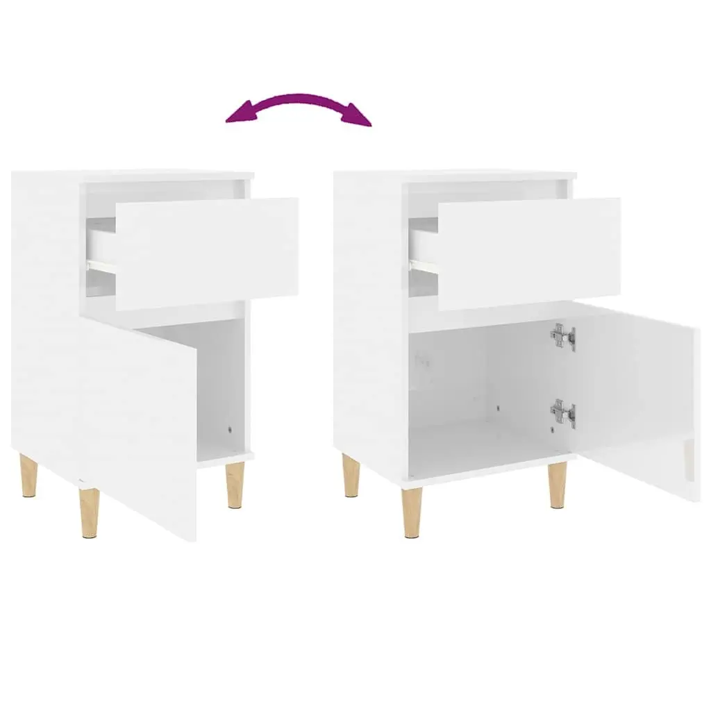 White High Gloss Bedside Cabinets Set of 2