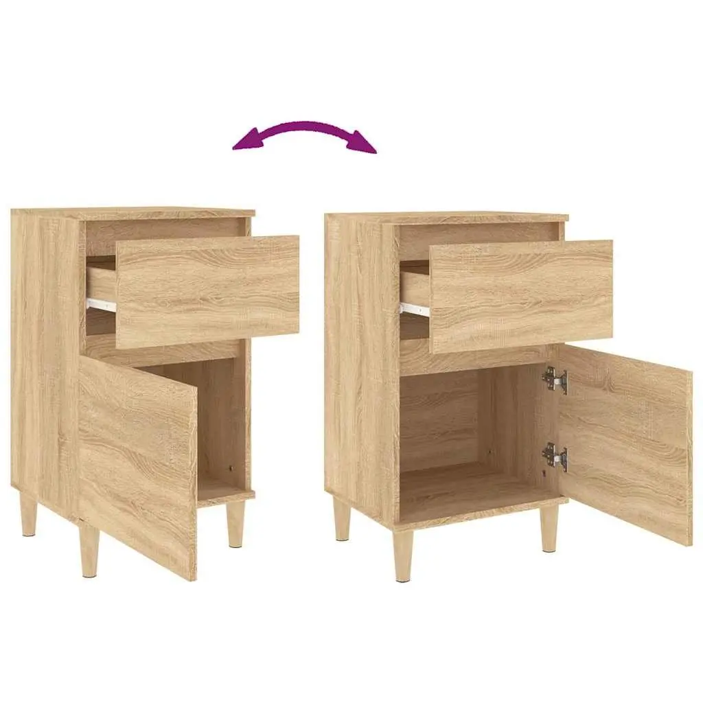 Bedside Table Cabinet Brown Storage Nightstand Bedroom Furniture Organiser