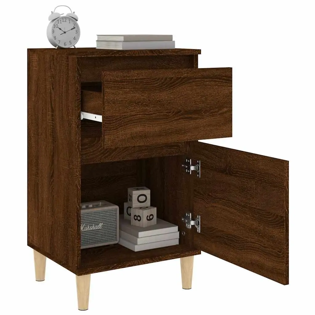 Bedside Cabinet Brown Oak Storage Nightstand Table 40x35x70cm Bedroom Furniture