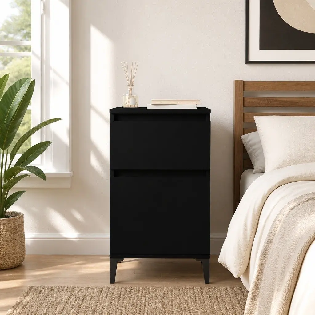 Black Nightstand with Durable Construction