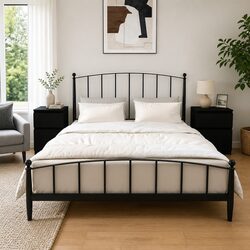 Elegant Black Bedside Cabinets for Storage - Set of 2