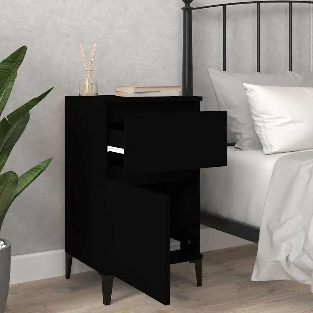 Bedside Cabinets 2 pcs Black Nightstand Storage Bedroom Furniture 40x35x70 cm
