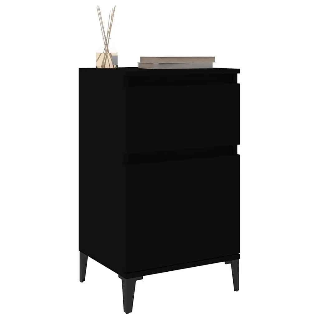 Bedside Cabinets 2 pcs Black Nightstand Storage Bedroom Furniture 40x35x70 cm