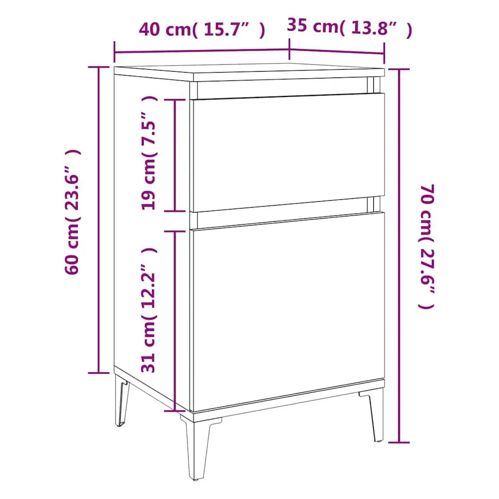 Bedside Cabinets 2 pcs Black Nightstand Storage Bedroom Furniture 40x35x70 cm