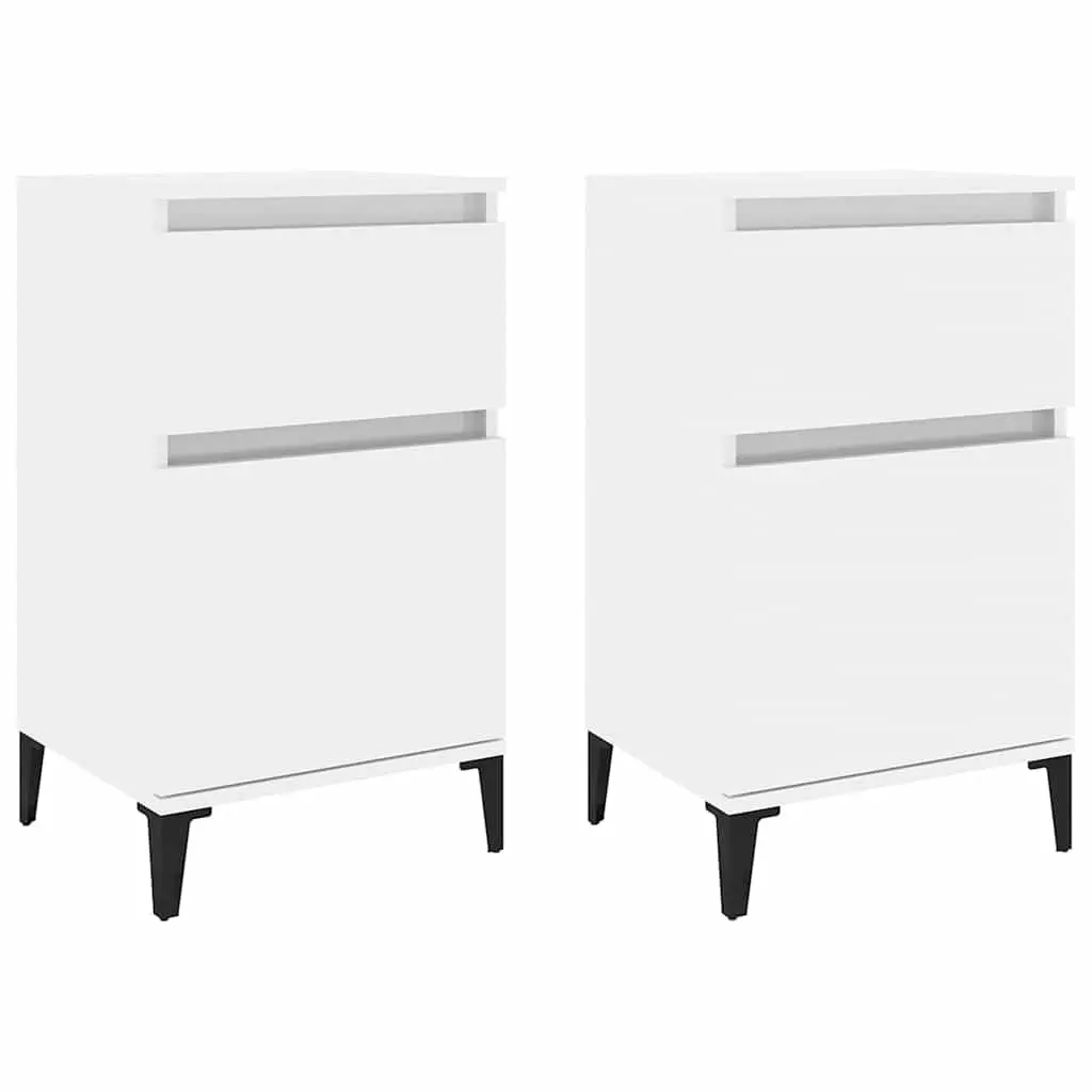 Bedside Cabinets 2 pcs White 40x35x70 cm Storage Nightstand Furniture