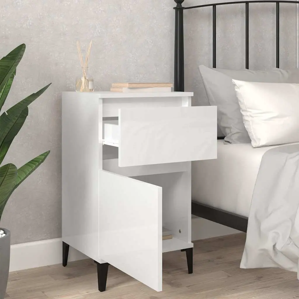 Bedside Cabinets 2 pcs White 40x35x70 cm Storage Nightstand Furniture