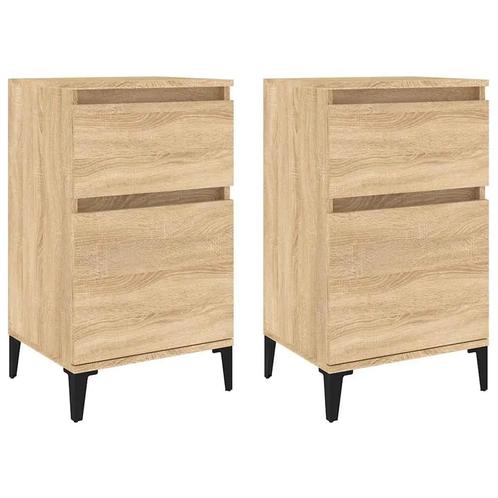 Bedside Cabinets Engineered Wood 40x35x70 cm Brown Set of 2
