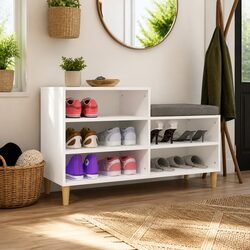 Stylish Shoe Cabinet in White with 5 Compartments