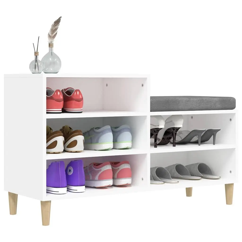 Shoe Cabinet in White with 5 Compartments