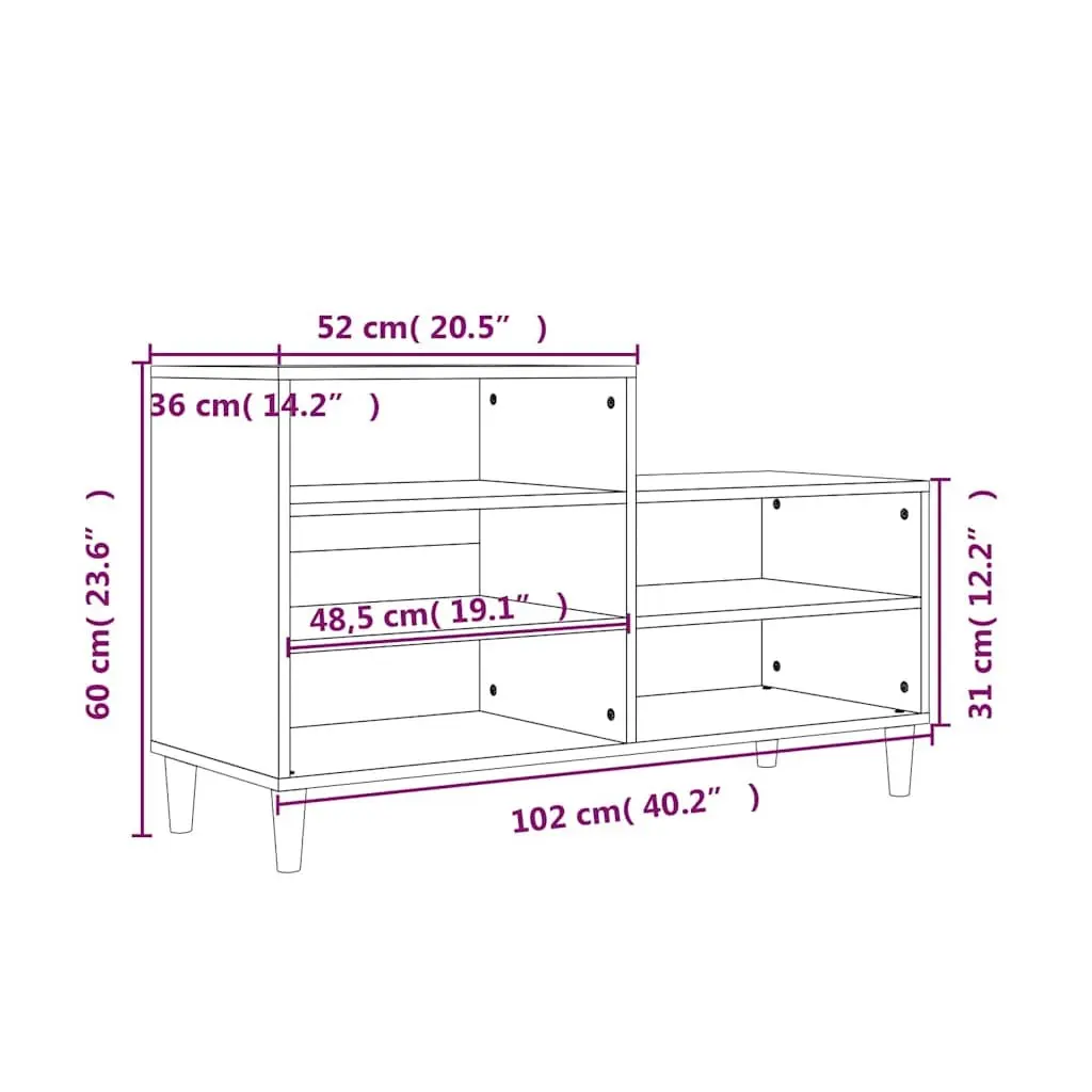 Shoe Cabinet in White with 5 Compartments