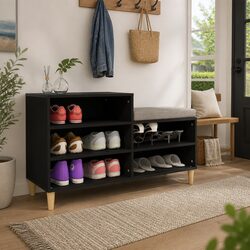 Elegant Black Shoe Cabinet with 5 Compartments