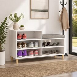 High Gloss White Shoe Cabinet with 5 Compartments