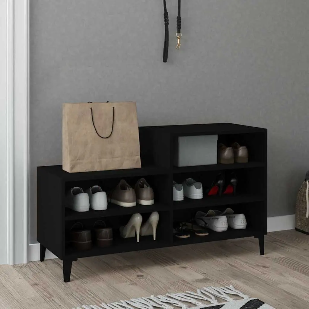Black Shoe Cabinet with 5 Durable Shelves