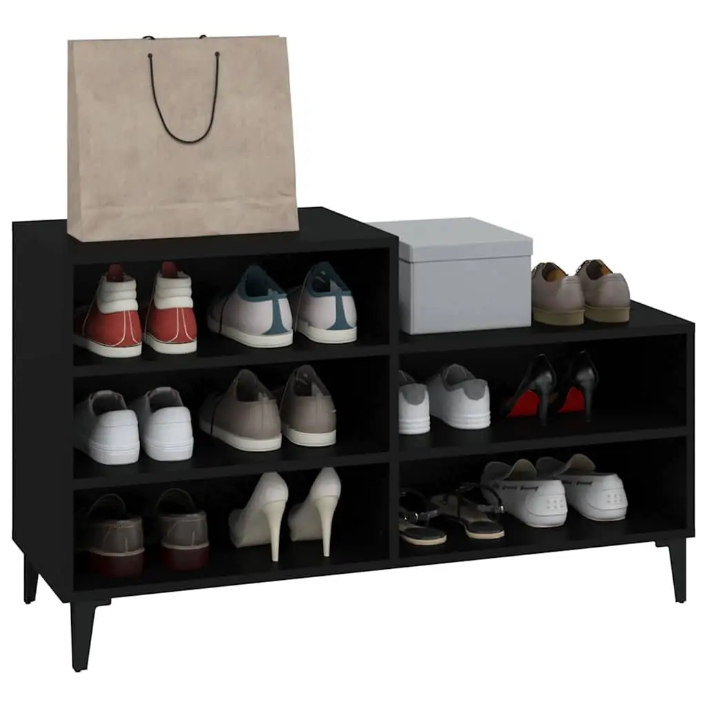 Black Shoe Cabinet with 5 Durable Shelves