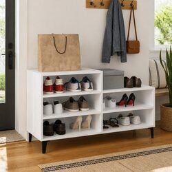 Stylish White High Gloss Shoe Cabinet with 5 Shelves