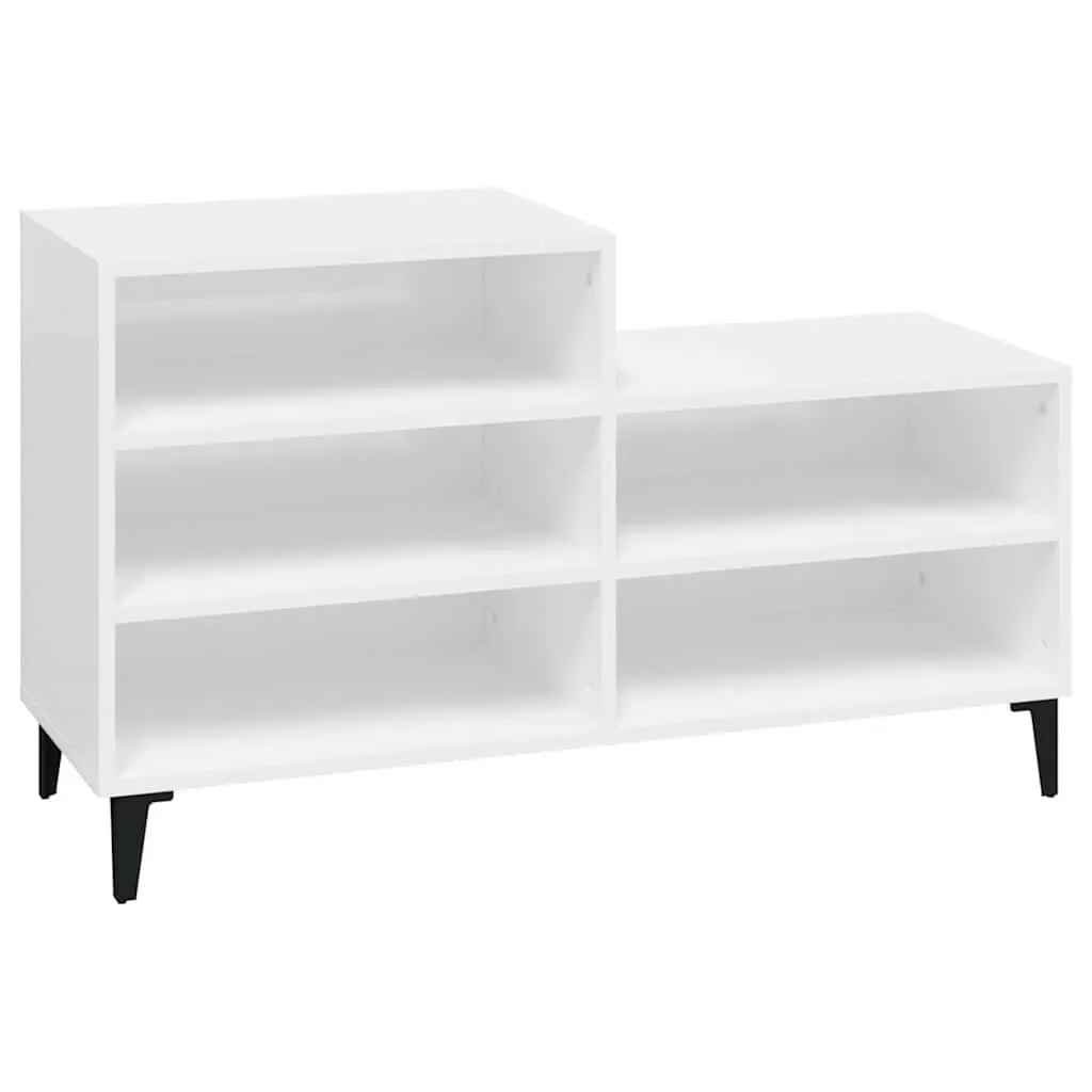 Shoe Cabinet Engineered Wood 5 Shelves White High Gloss