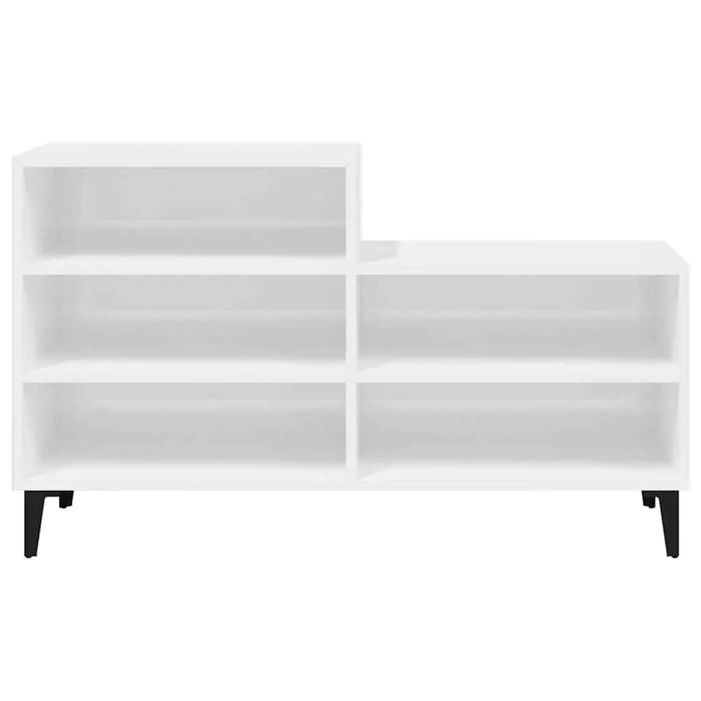 Shoe Cabinet Engineered Wood 5 Shelves White High Gloss