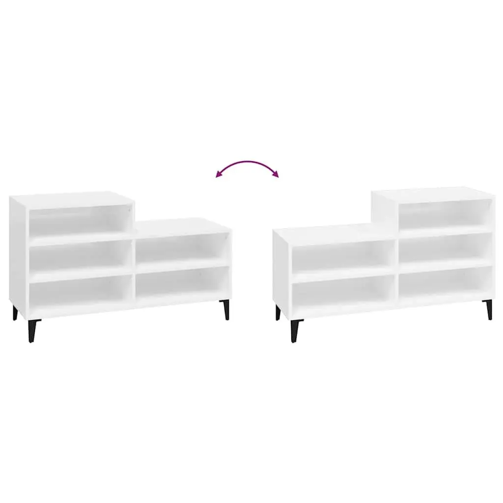 Shoe Cabinet Engineered Wood 5 Shelves White High Gloss