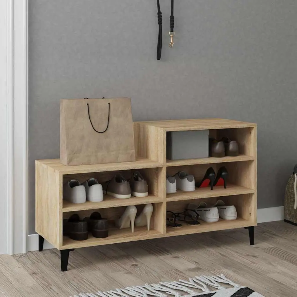 Shoe Cabinet Engineered Wood 5 Shelf Beige