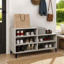 Sturdy Grey Shoe Cabinet with 5 Shelves and Metal Feet