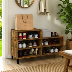 5-Shelf Shoe Cabinet with Sturdy Engineered Wood in Brown