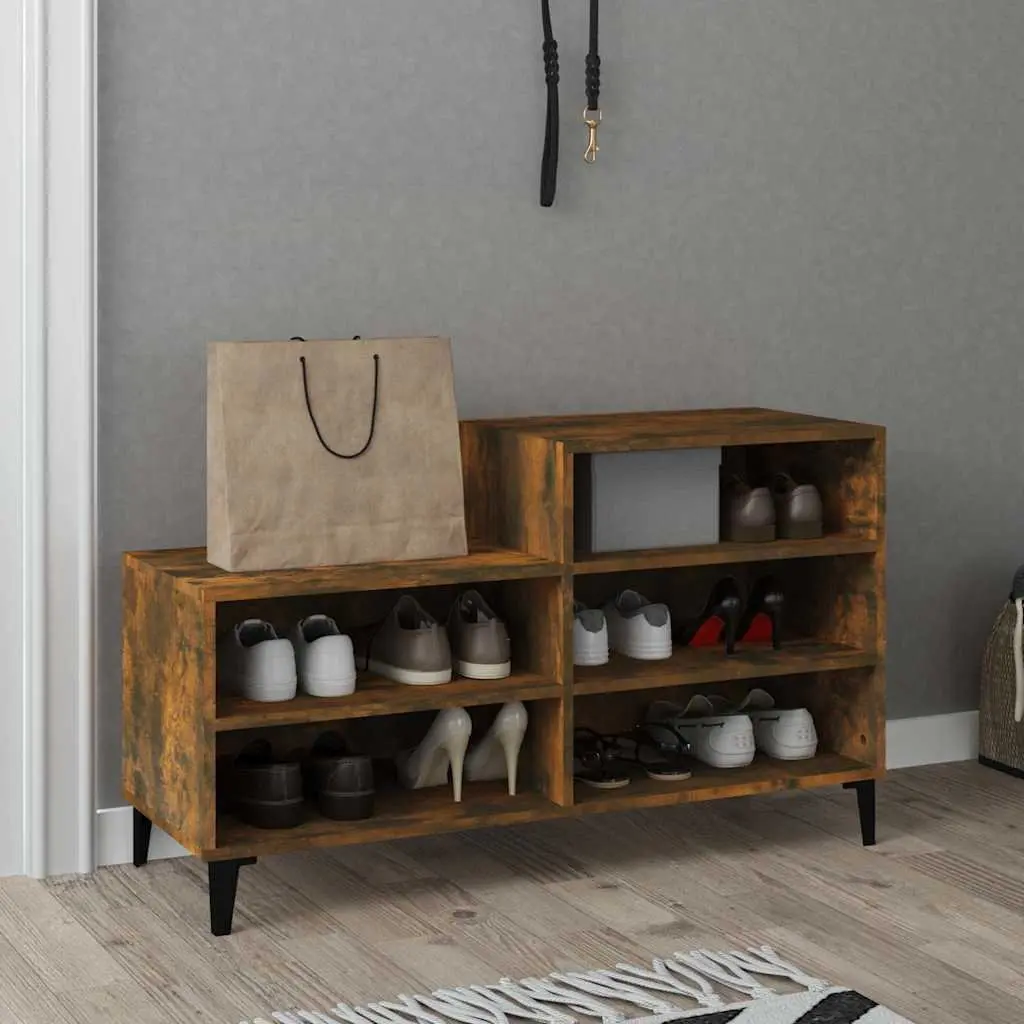 Shoe Cabinet Storage Organiser Engineered Wood 5 Shelf Brown Smoked Oak
