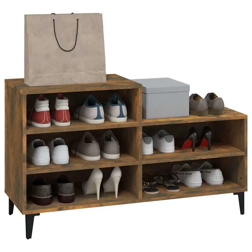 Shoe Cabinet Storage Organiser Engineered Wood 5 Shelf Brown Smoked Oak