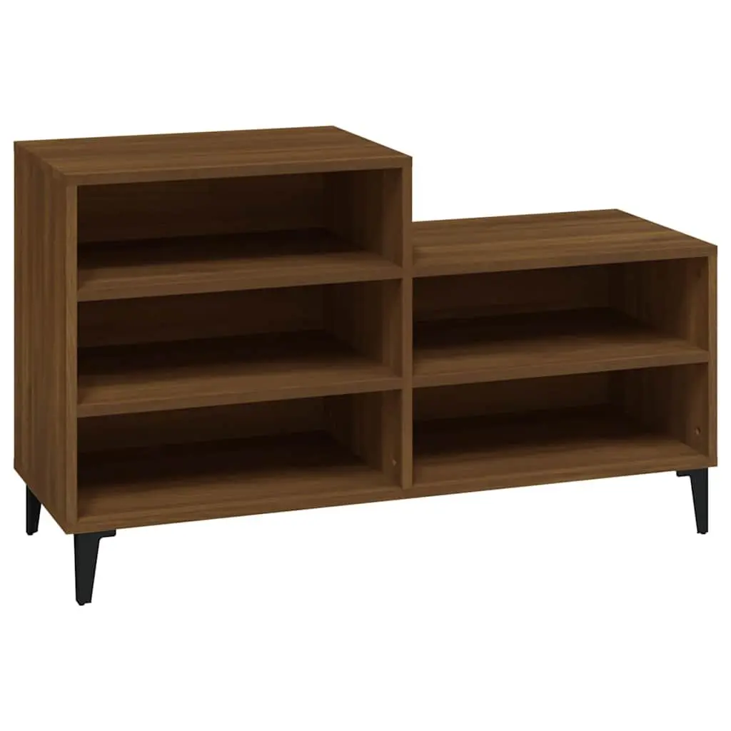 Shoe Cabinet Engineered Wood Brown 102x36x60cm Storage Rack 5 Shelves