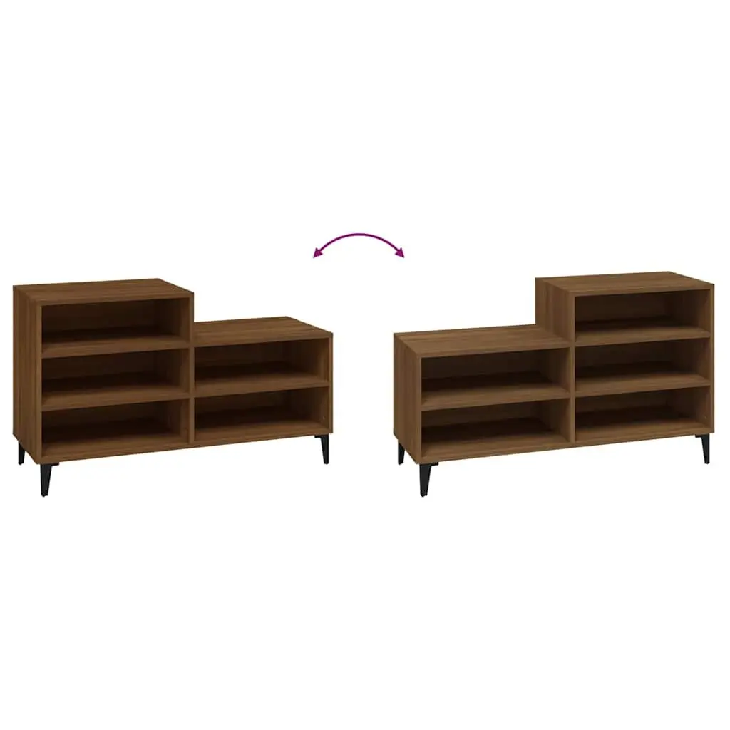 Shoe Cabinet Engineered Wood Brown 102x36x60cm Storage Rack 5 Shelves