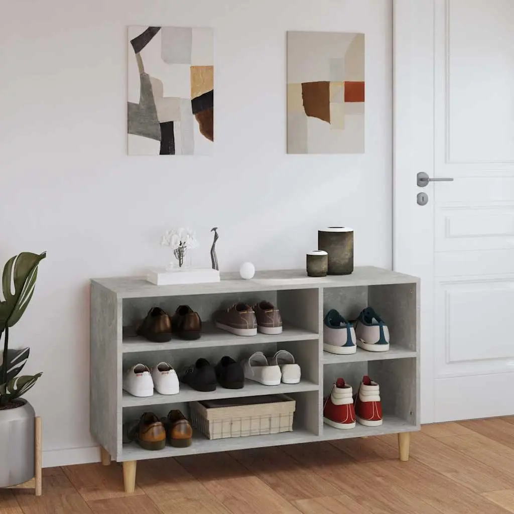 Grey Engineered Wood Shoe Cabinet for Storage