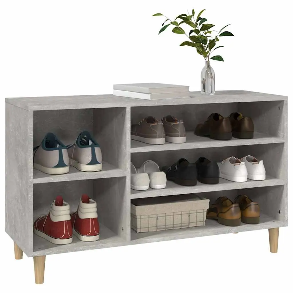 Grey Engineered Wood Shoe Cabinet for Storage