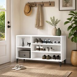 Elegant White Shoe Cabinet with Ample Storage