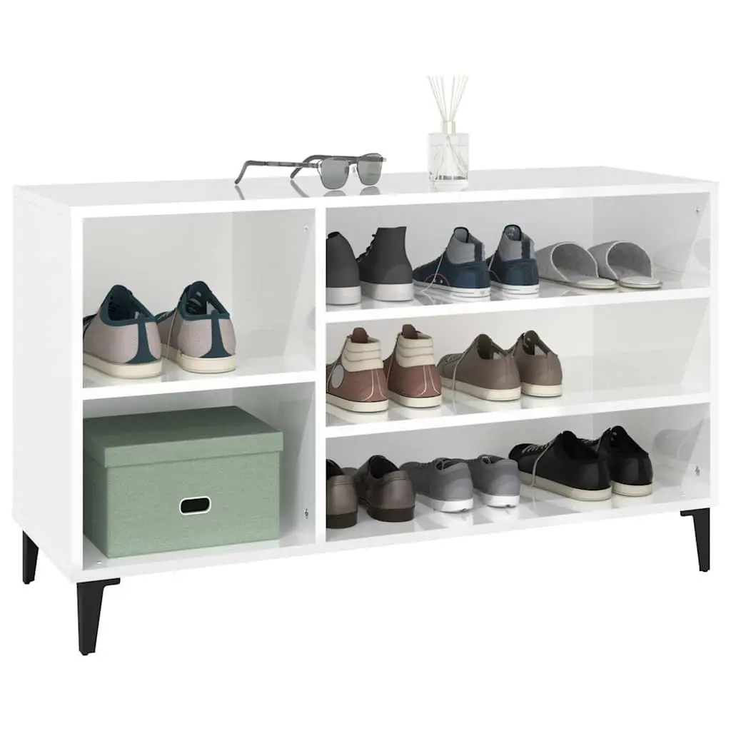 Shoe Cabinet Storage White High Gloss Wooden Hall Wardrobe Organiser Stand Rack