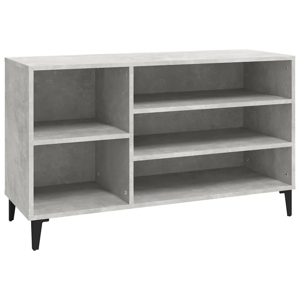 Grey Engineered Wood Shoe Cabinet with Compartments