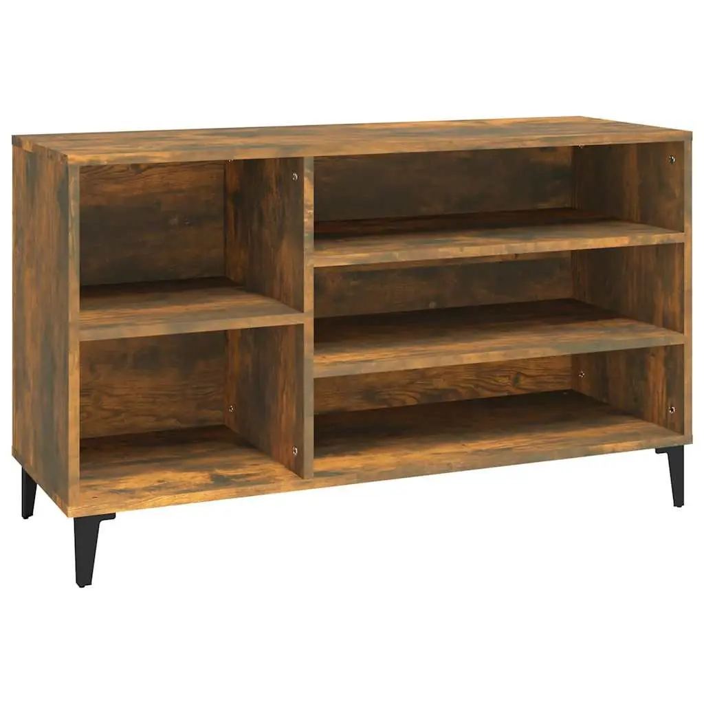 Brown Engineered Wood Shoe Cabinet with Multiple Compartments