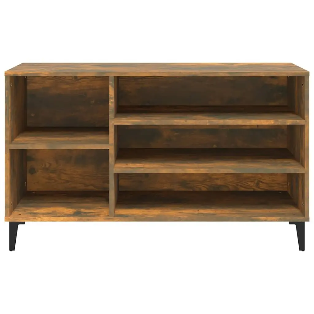 Brown Engineered Wood Shoe Cabinet with Multiple Compartments