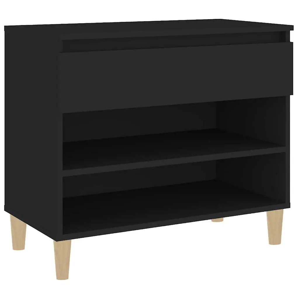 Shoe Cabinet Organiser in Black Engineered Wood