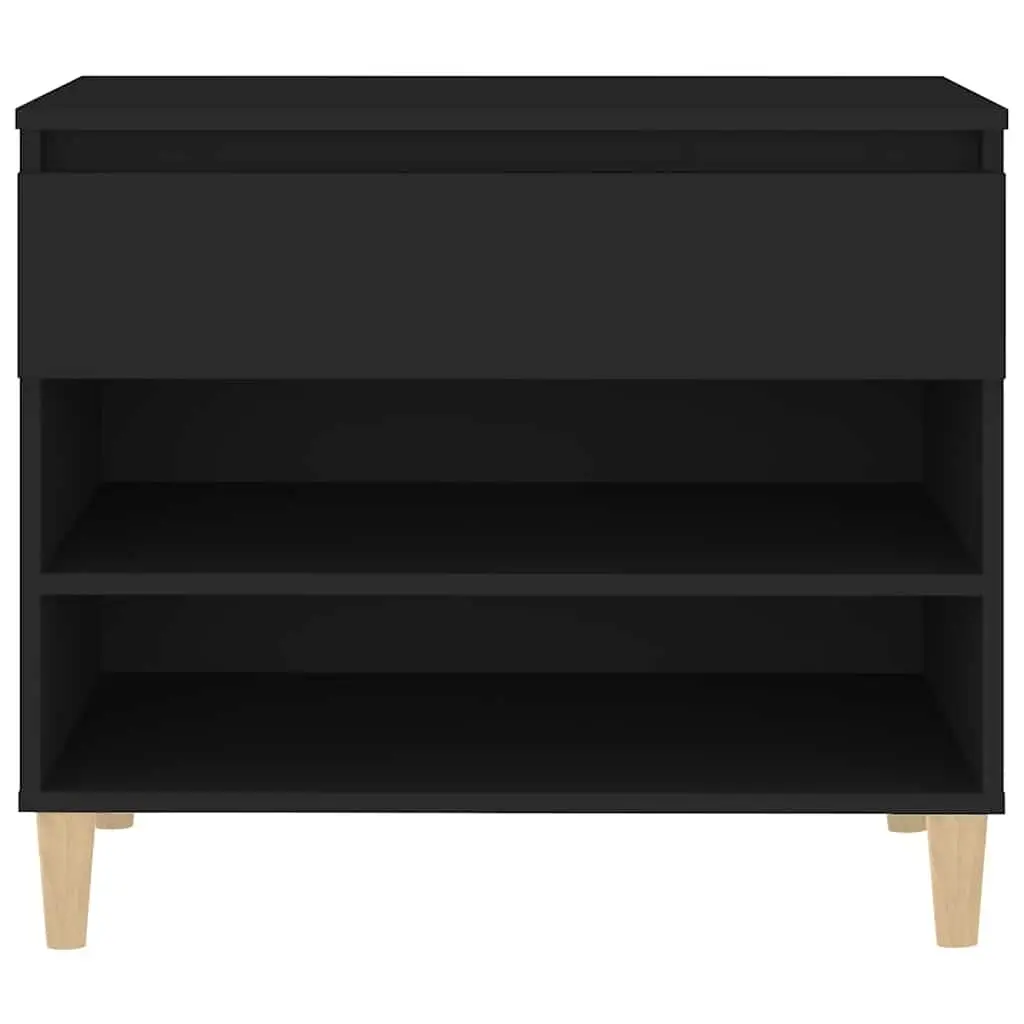 Shoe Cabinet Organiser in Black Engineered Wood