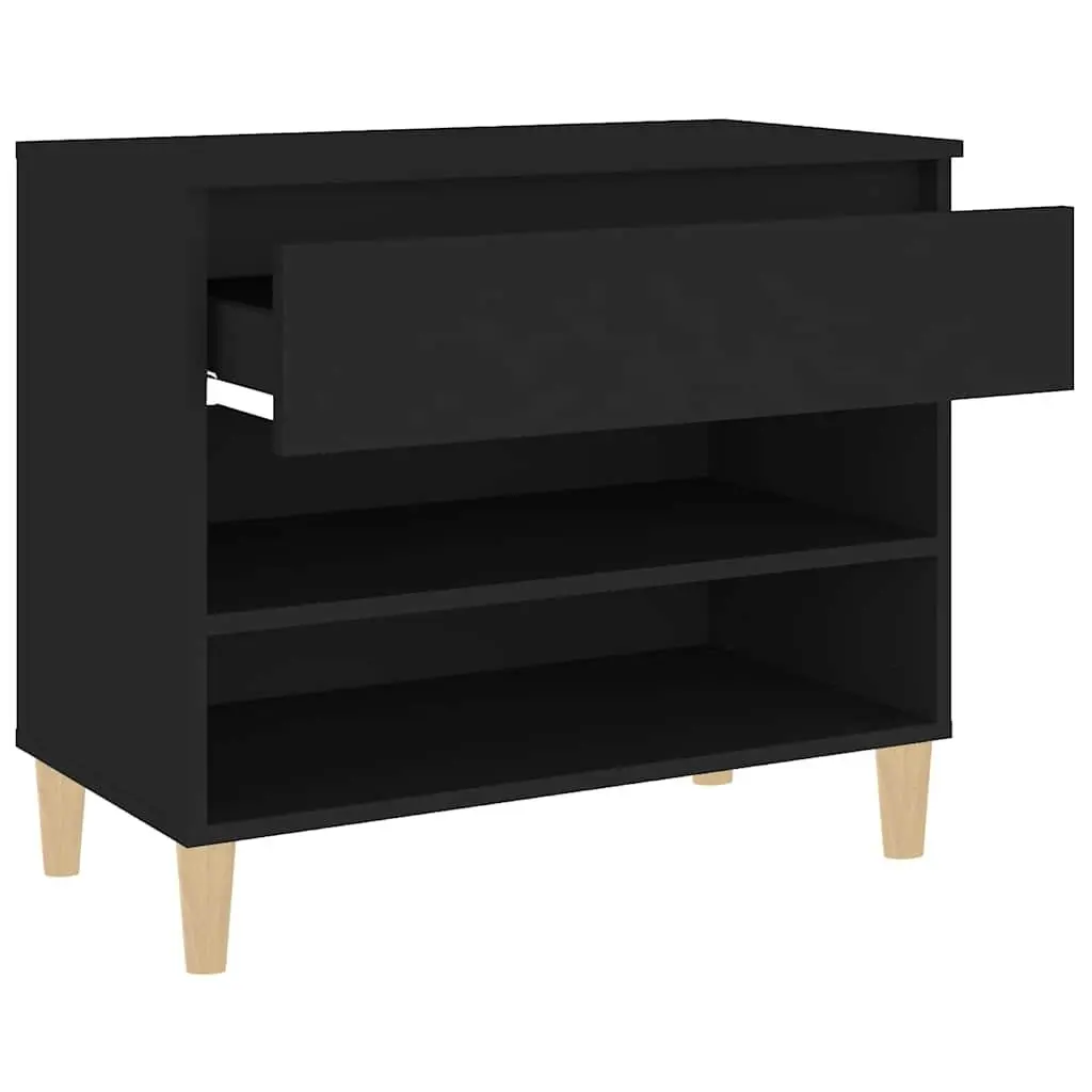 Shoe Cabinet Organiser in Black Engineered Wood