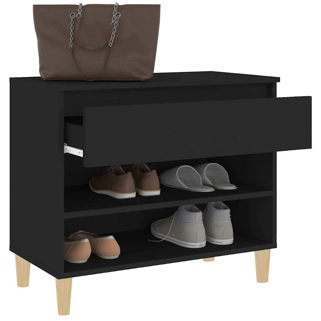 Shoe Cabinet Organiser in Black Engineered Wood