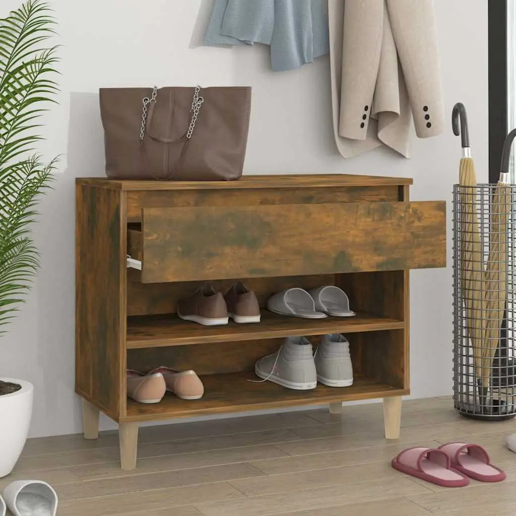 Brown Engineered Wood Shoe Cabinet 70x36x60cm