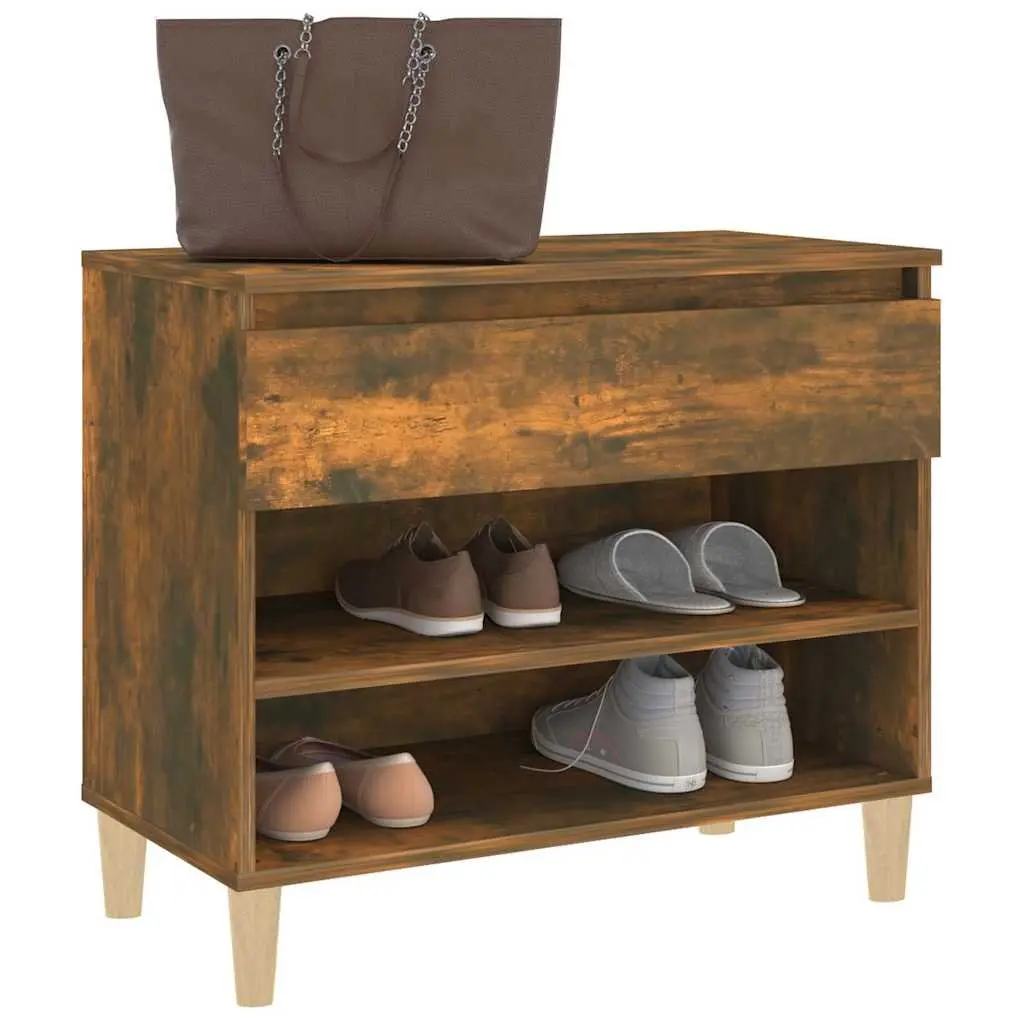 Brown Engineered Wood Shoe Cabinet 70x36x60cm