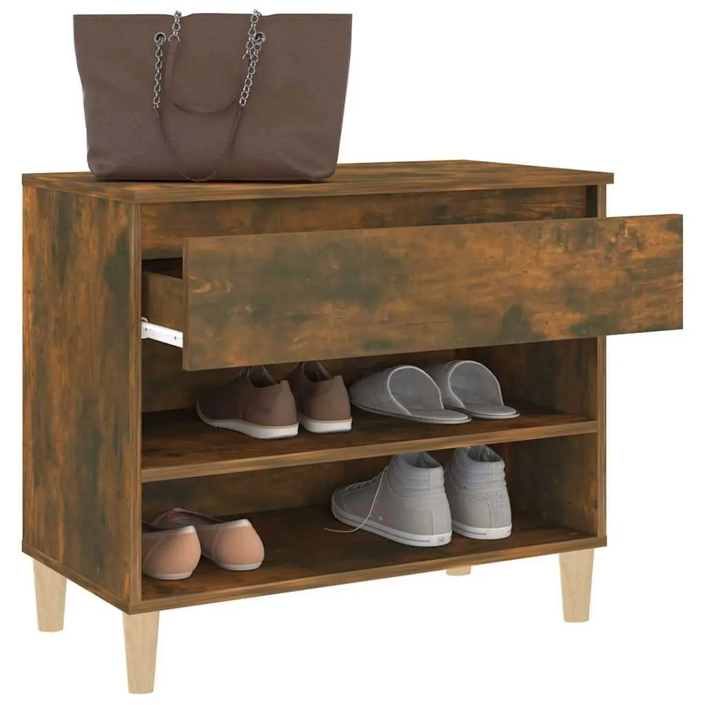 Brown Engineered Wood Shoe Cabinet 70x36x60cm