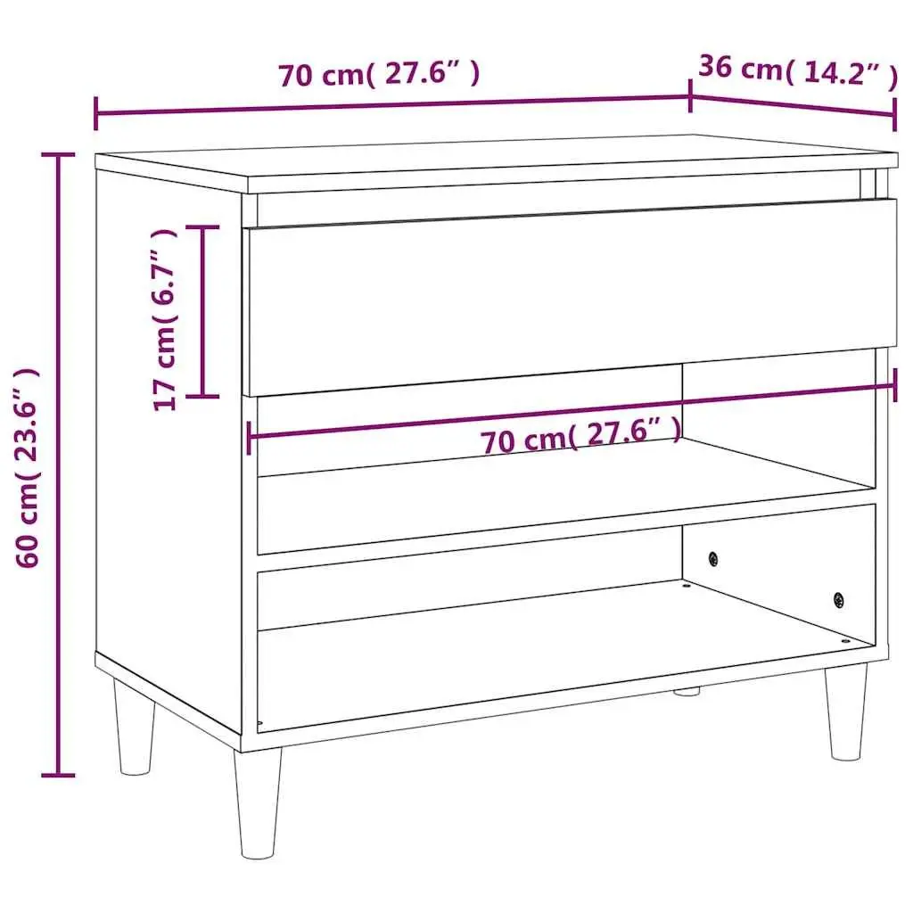 Brown Engineered Wood Shoe Cabinet 70x36x60cm