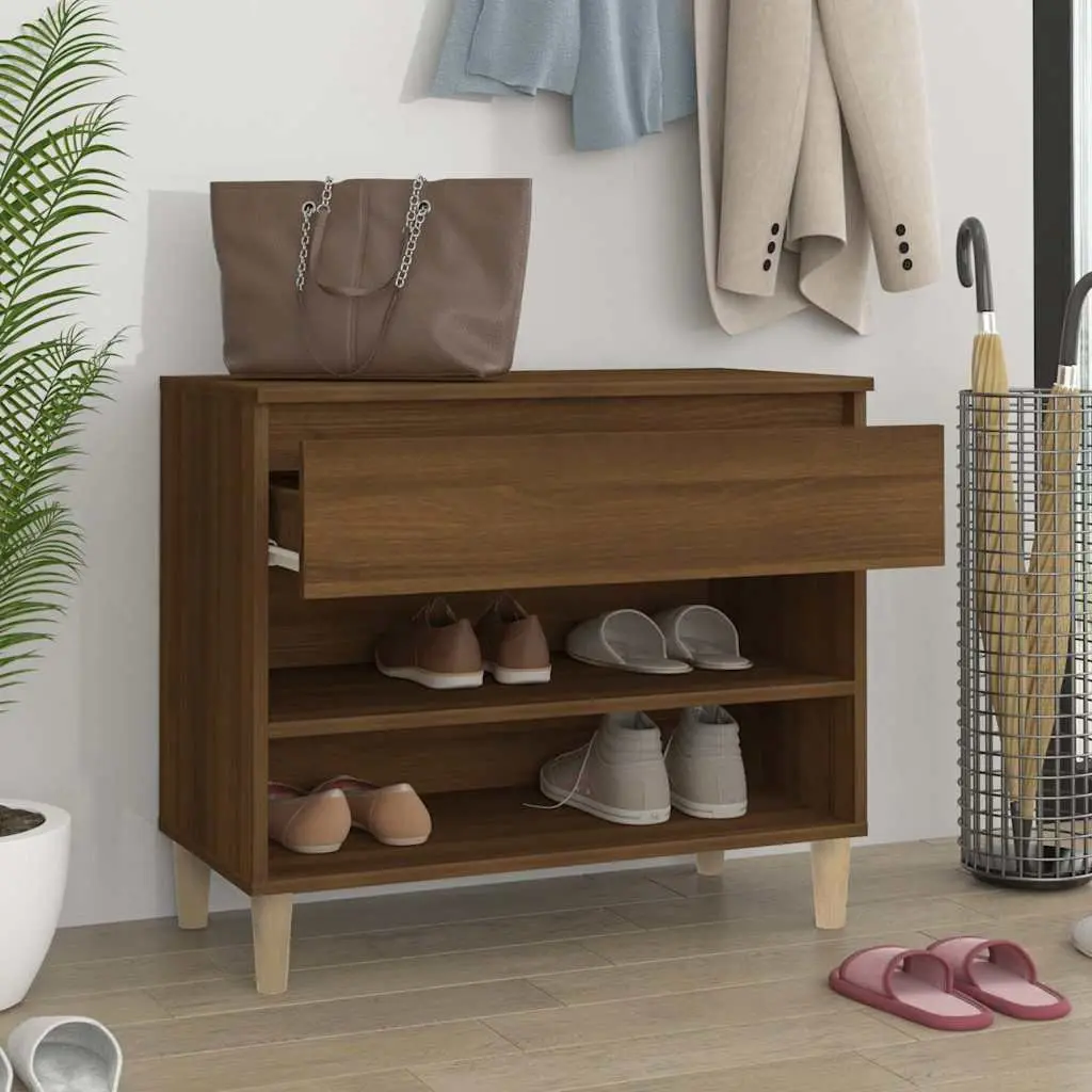 Shoe Cabinet Engineered Wood 70x36x60 cm Brown Oak