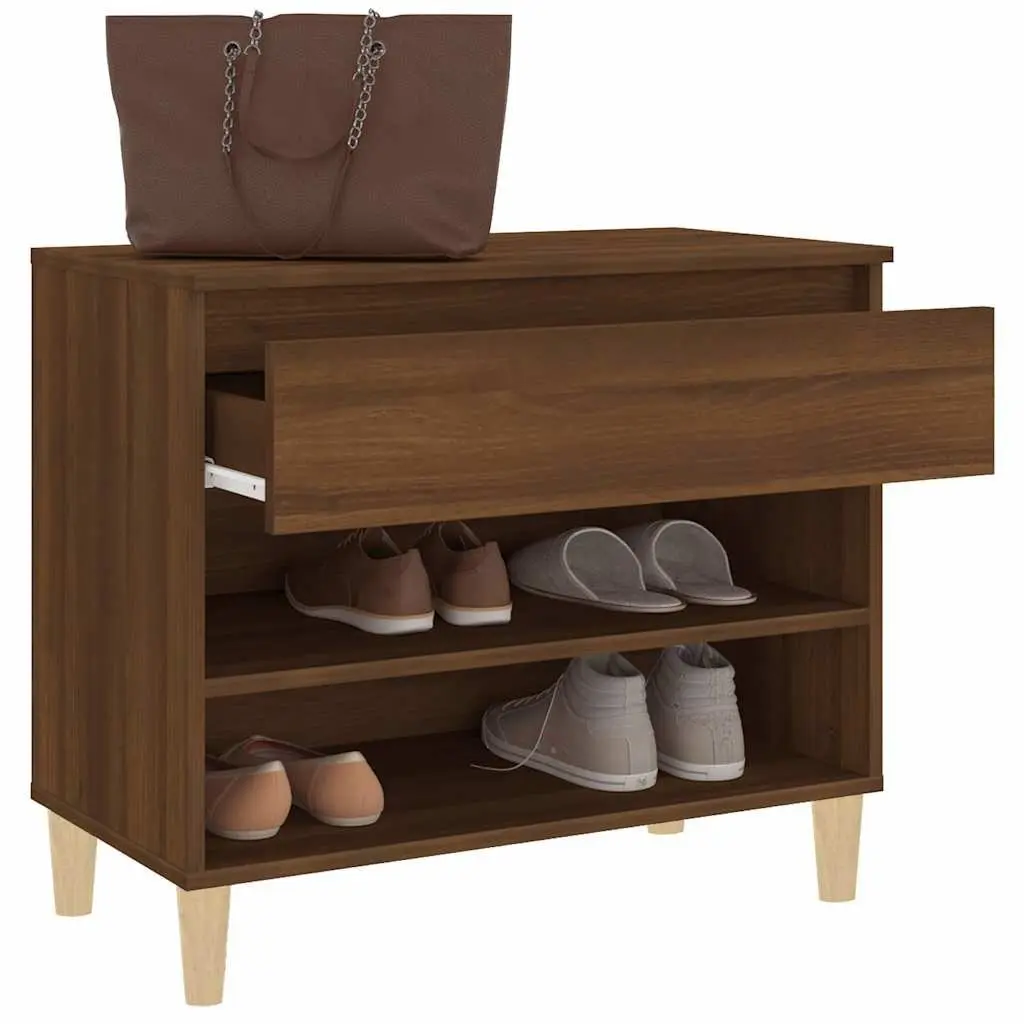 Shoe Cabinet Engineered Wood 70x36x60 cm Brown Oak