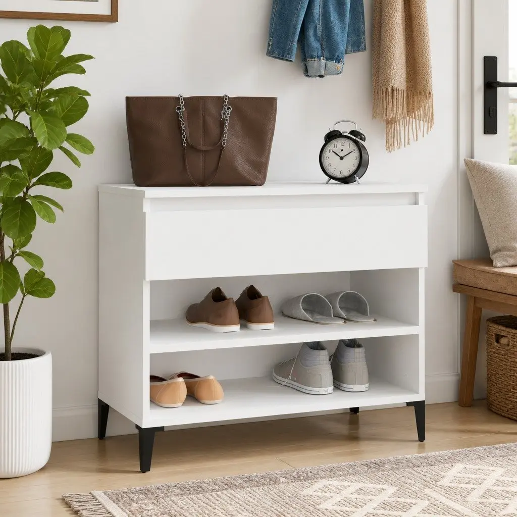 Shoe Cabinet Engineered Wood 70x36x60 cm White