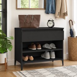 Durable Black Shoe Cabinet 70x36x60cm for Smart Storage