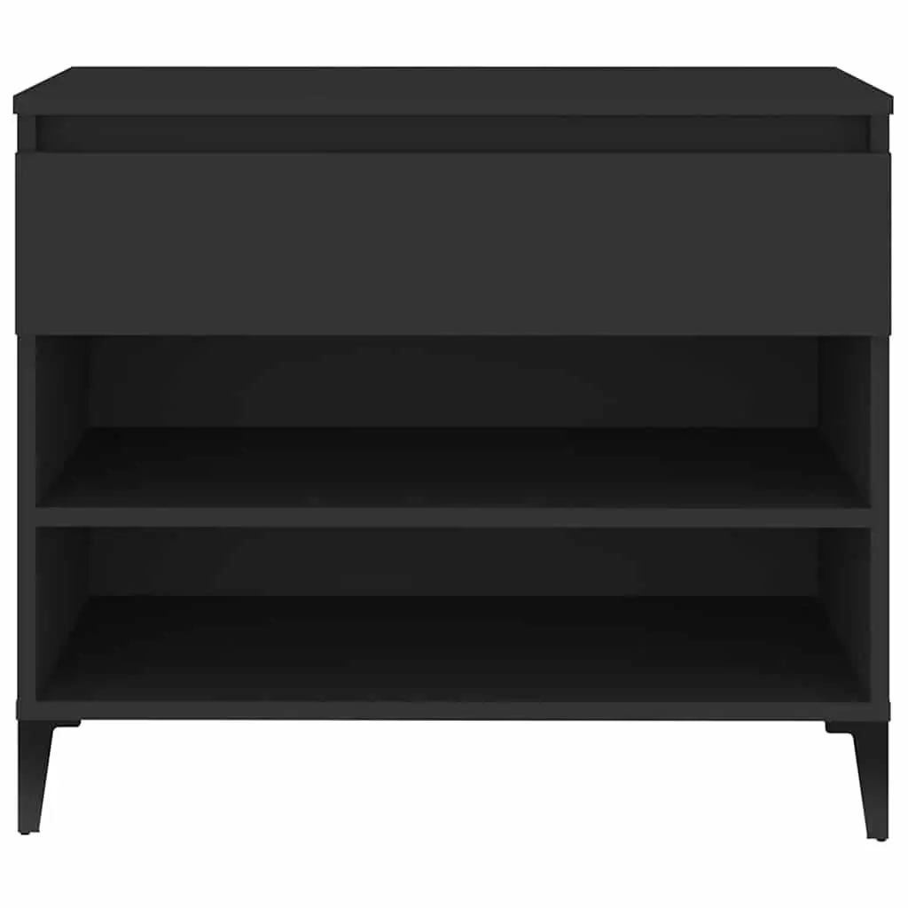 Shoe Cabinet Engineered Wood 70x36x60cm Black Storage Organiser 2 Compartments