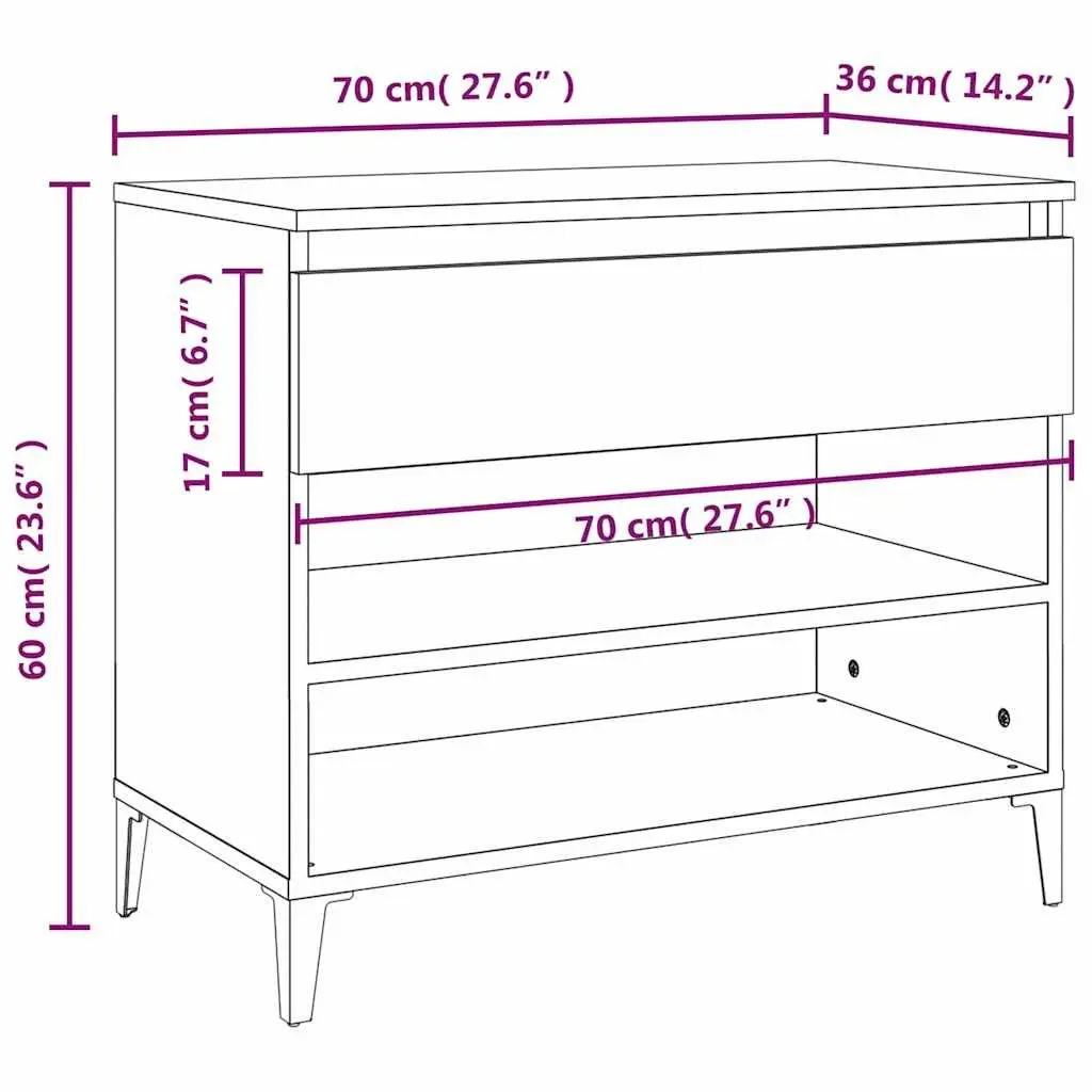 Shoe Cabinet Engineered Wood 70x36x60cm Black Storage Organiser 2 Compartments